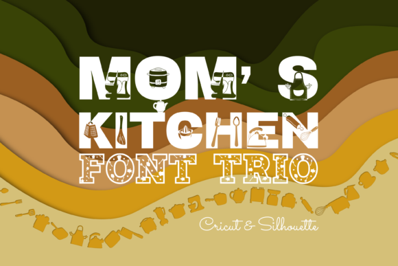 Embrace Cozy Charm with Mom's Kitchen Font Trio