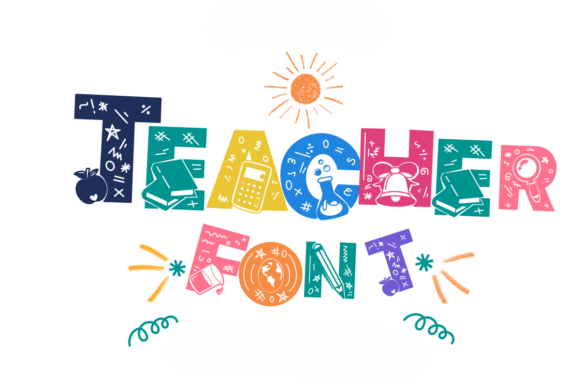 Teacher Font: Bold, Blocky Letters Filled with Classroom Energy